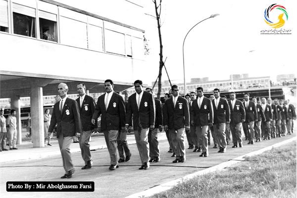 The Iranian delegation marching in Rome 1960 Olympic Games: